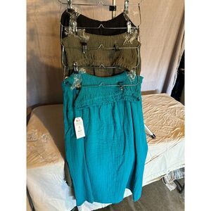Time & Tru Cotton Gauze Skirt XS Smocked Waist Tiered Boho Midi NWT Small